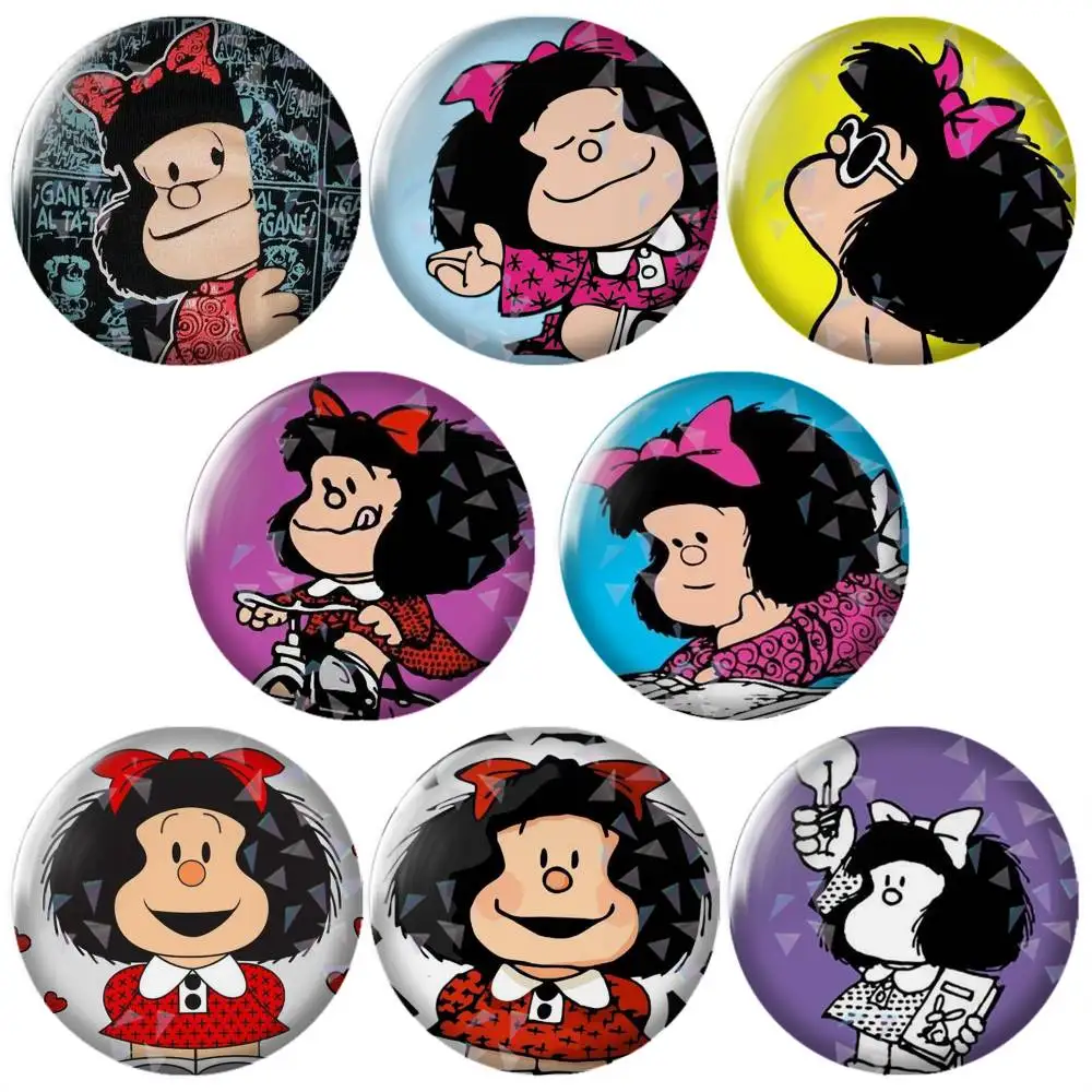 Mafalda-a Cartoon Brooch Metal Decorative Brooch Pins for Backpack Clothes Jacket Accessories,Souvenir.