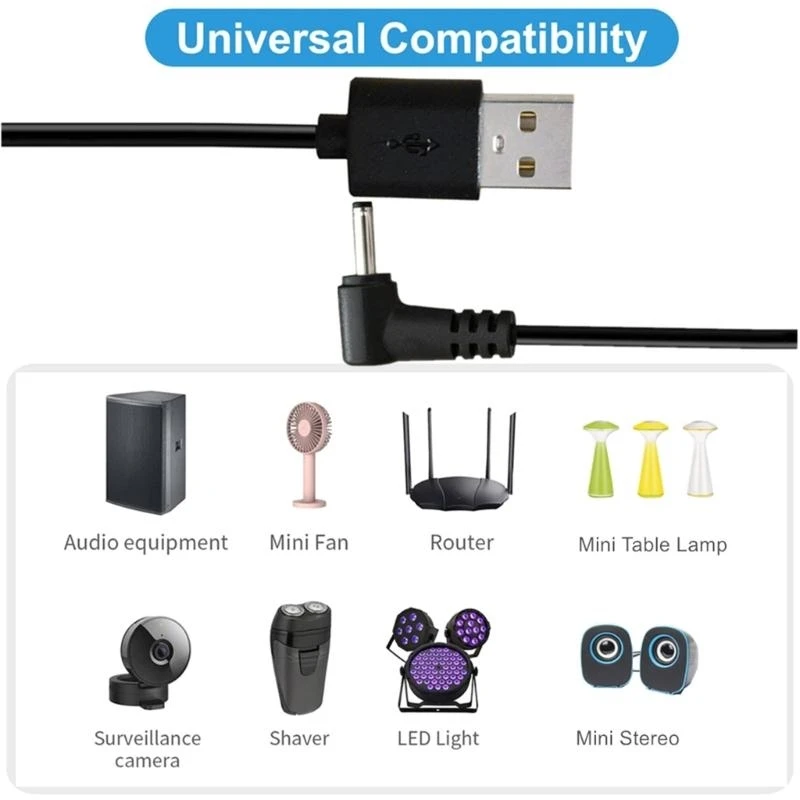 كابل الطاقة D0UA DC5V ، USB2.0 ذكر إلى DC3.5MMX1.35 مم سلك الطاقة الذكور لجهاز التوجيه ، ضوء LED ، مكبر الصوت ، الأسرة الصغيرة
