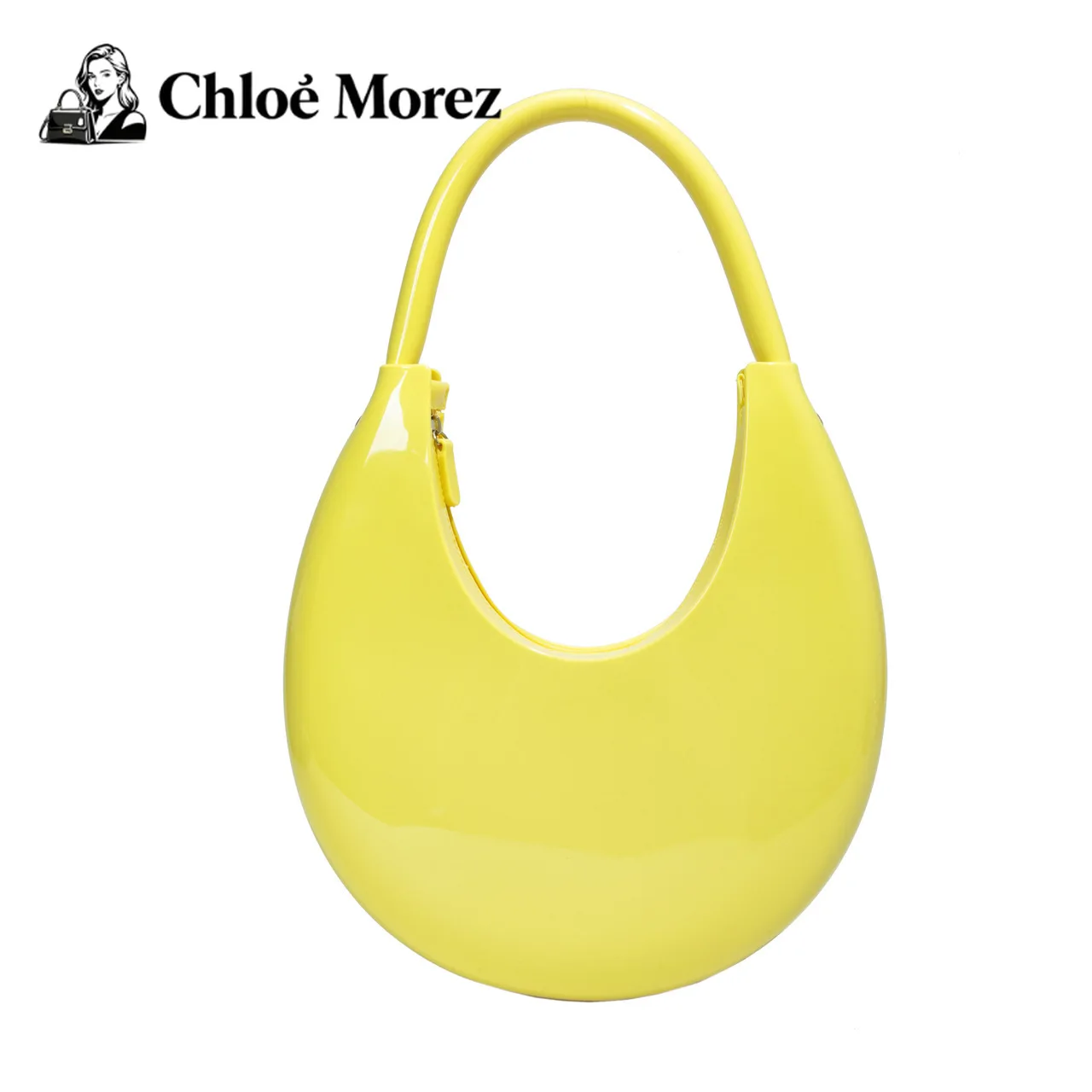 

Women's Bag Candy Colored Moon Shaped One Shoulder Handle PVC Jelly Bag