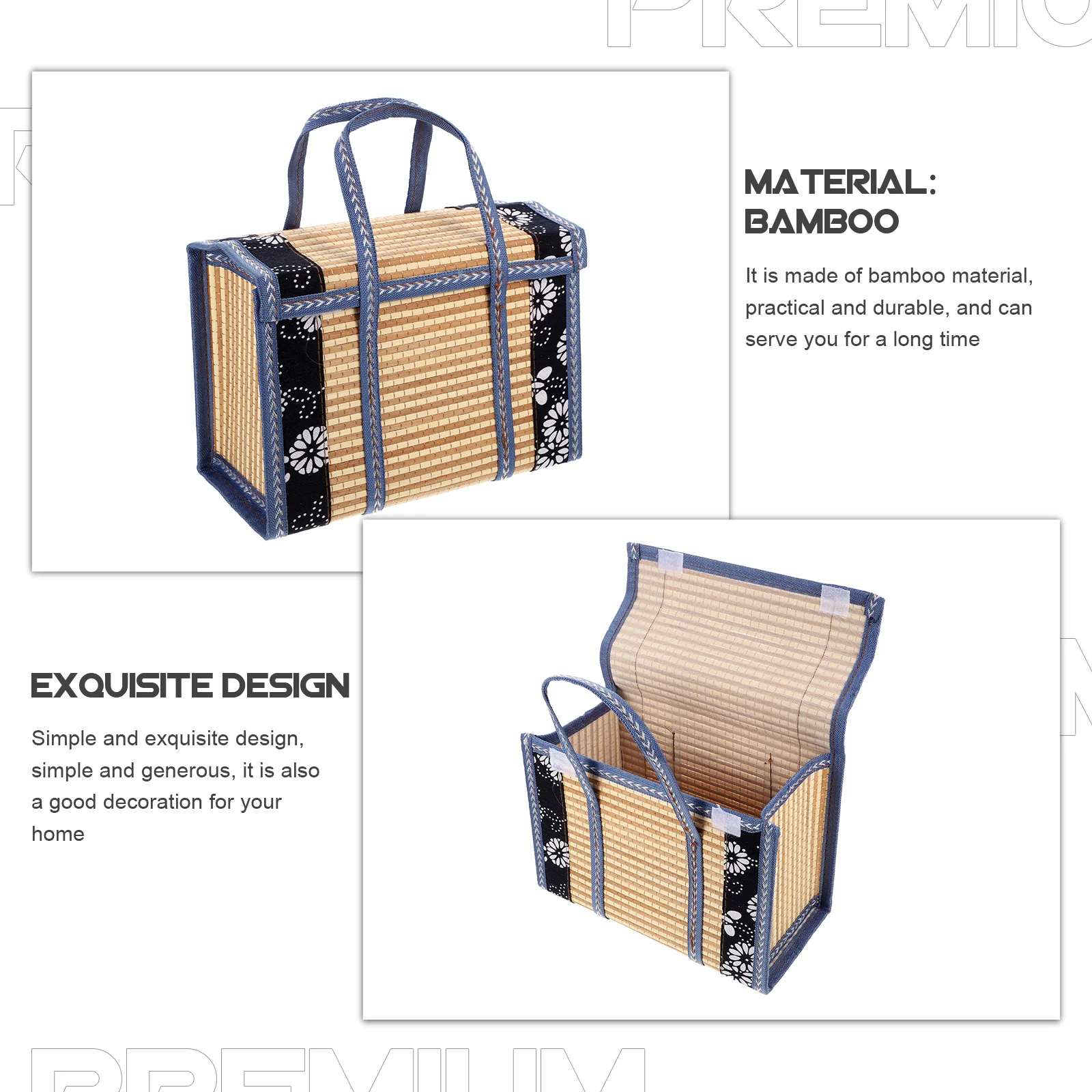 

1pc Bamboo Woven Gift Festival Packaging Picnic Bamboo Storage Basket Storage Basket Fruit Vegetable Snacks Organizer