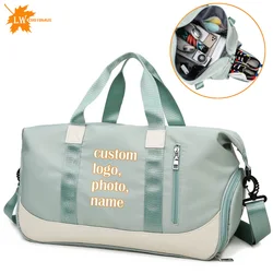 Bolsa de nailon personalizada para hombre y mujer, bolso de hombro para entrenamiento, Yoga, gimnasio, natación, logotipo con foto y nombre impreso