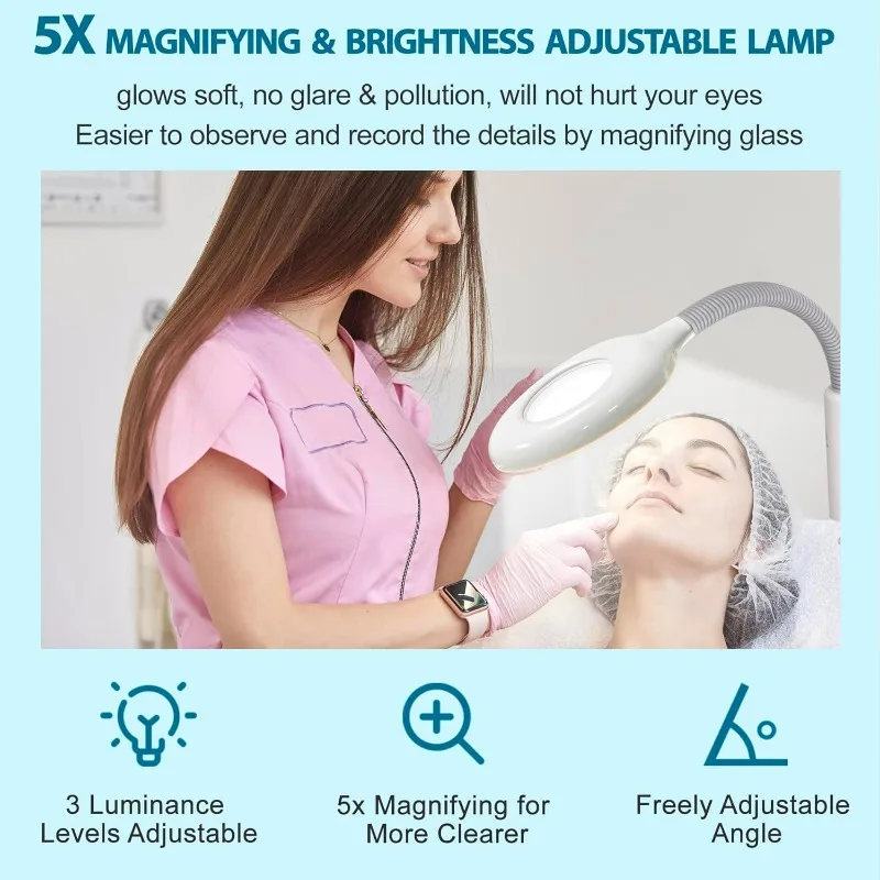 Professional 3 in 1 Facial Steamer for Face Deep Cleaning Ozone Face Steamer with 5X Magnifying Lamp Hot Cool Mist Function