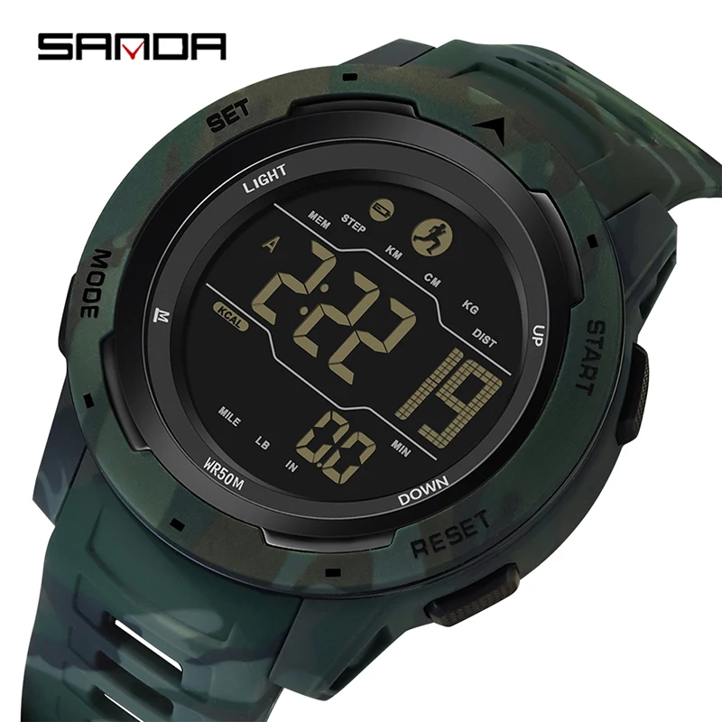 

SANDA лучший бренд мужские светодиодные цифровые часы для альпинизма, спорта на открытом воздухе, электронные часы с шагомером калорий, водонепроницаемые умные часы