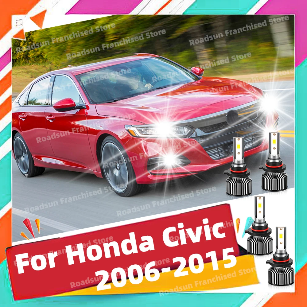 

2/4x для Honda Civic 2006-2015, светодиодная фара, супер яркая, 20000LM, дальний ближний свет, 6000K CSP 3570, чипы