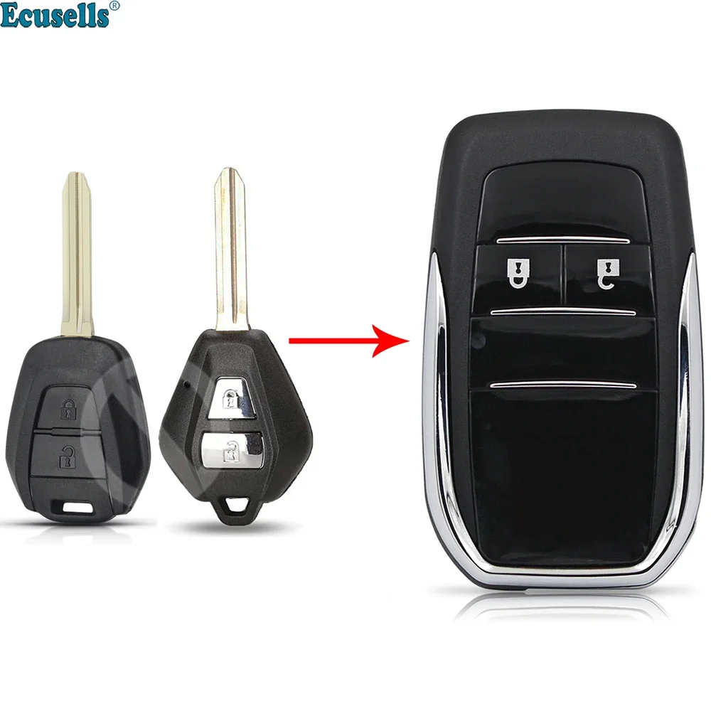 Ecusells Remote Key Shell Fit for Isuzu D-Max 2 Button Uncut Blank Car Key Fob Case Cover Replacement TOY43 Blade