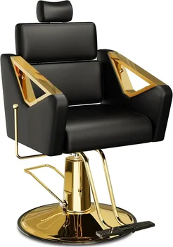 เก้าอี้ร้านเสริมสวยปรับเอนมืออาชีพพร้อมพนักพิงและพนักพิงศีรษะแบบปรับได้ เก้าอี้ตัดผมสําหรับงานหนักพร้อมโครงเหล็กทนทาน