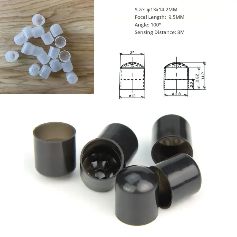 

5pcs HDPE PIR Infrared Sensor Lens Fresnel Lens Sensing Distance 8m PIR Lens 8308-7 black white