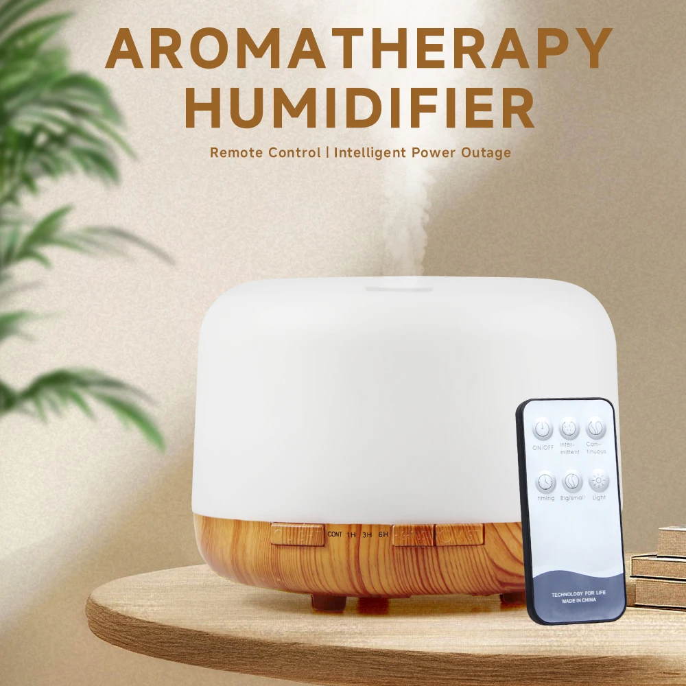ルームアンビエントライト 500 ミリリットルエッセンシャルオイルディフューザーリモコン超音波アロマフレグランスオイル加湿器タイマーとオートオフ