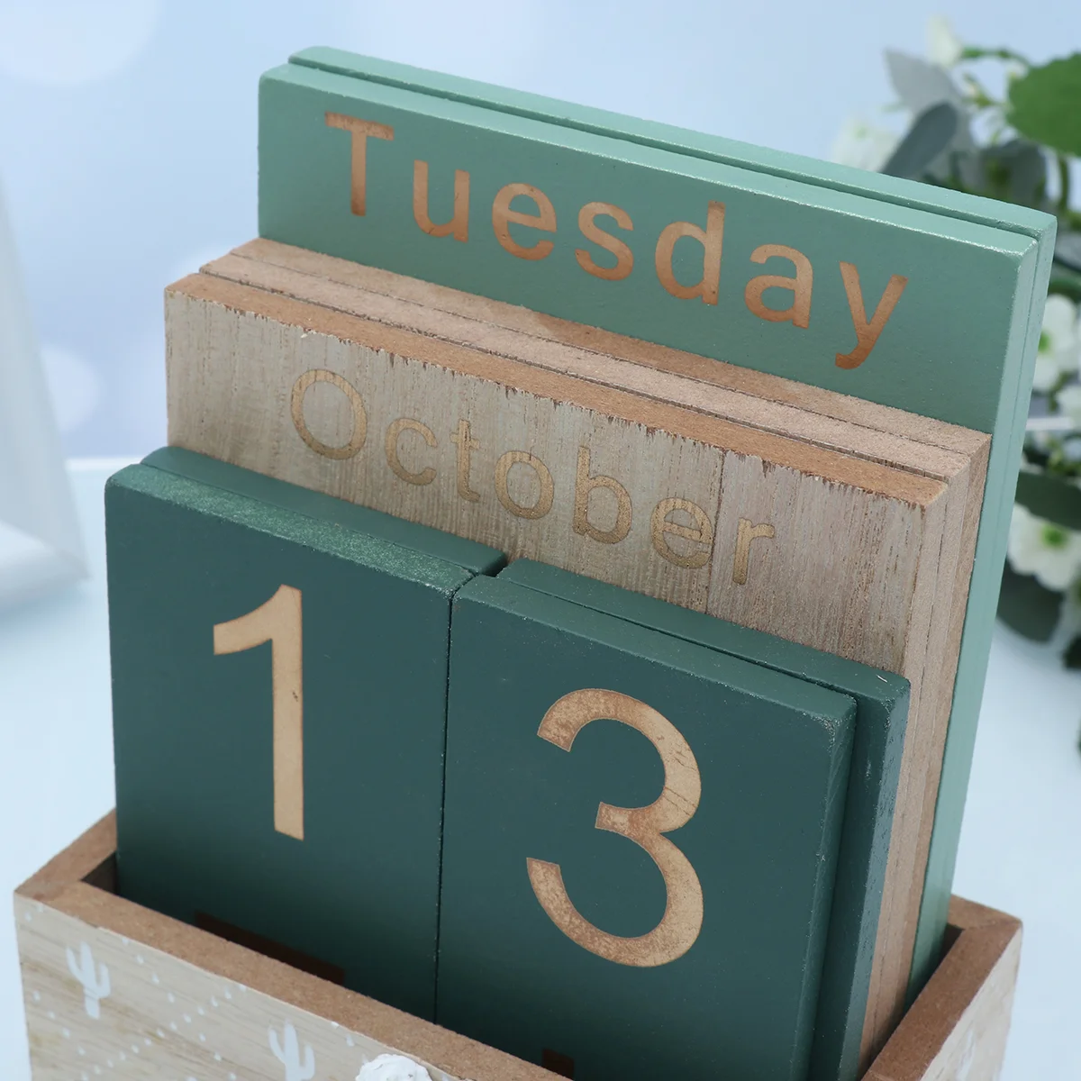 

1PC Wooden Calendar Reusable Desktop Calendar Creative Calendar Block for Office Home Decor Table DIY Planner