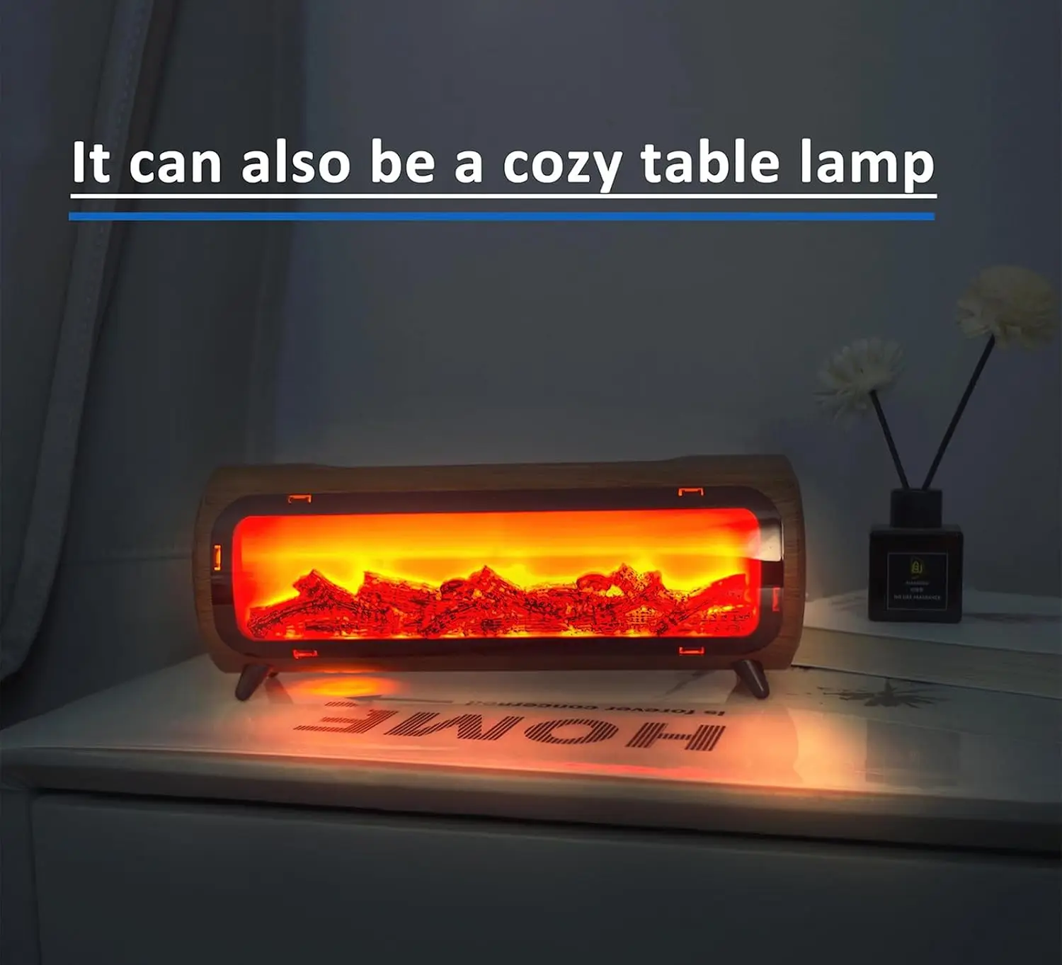 Flame Fireplace Aroma Diffuser-Aromatherapy Essential Oil Diffusion-7 Flame Colors-Noiseless Clean air-Wood Shape-nimihumidifier