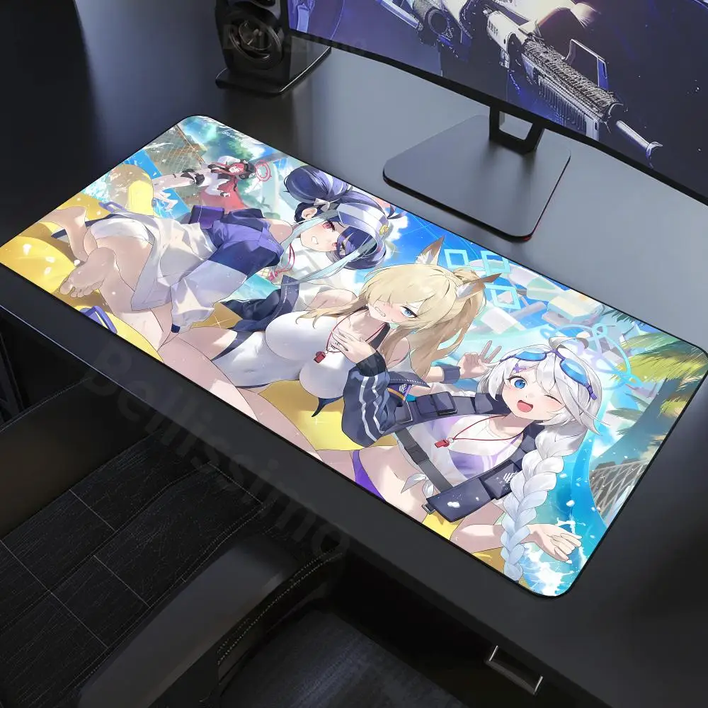 

900X400MM Rubber Desk Mat GamingMousepad Blue Archive Tachibana Twins Mouse Pad Popular Large Gamer XXL KeyboardMat Oni MouseMat