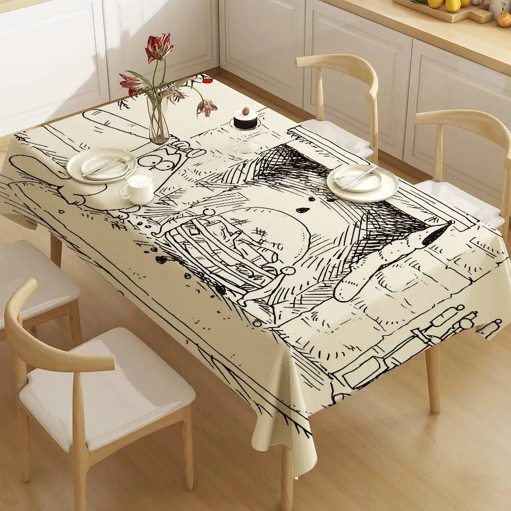 لطيف-S-Simons-القط مفرش المائدة المنزل عشاء حفلة غطاء الطاولة مأدبة الزفاف في الهواء الطلق غطاء حفلة فندق الديكور مفارش المائدة