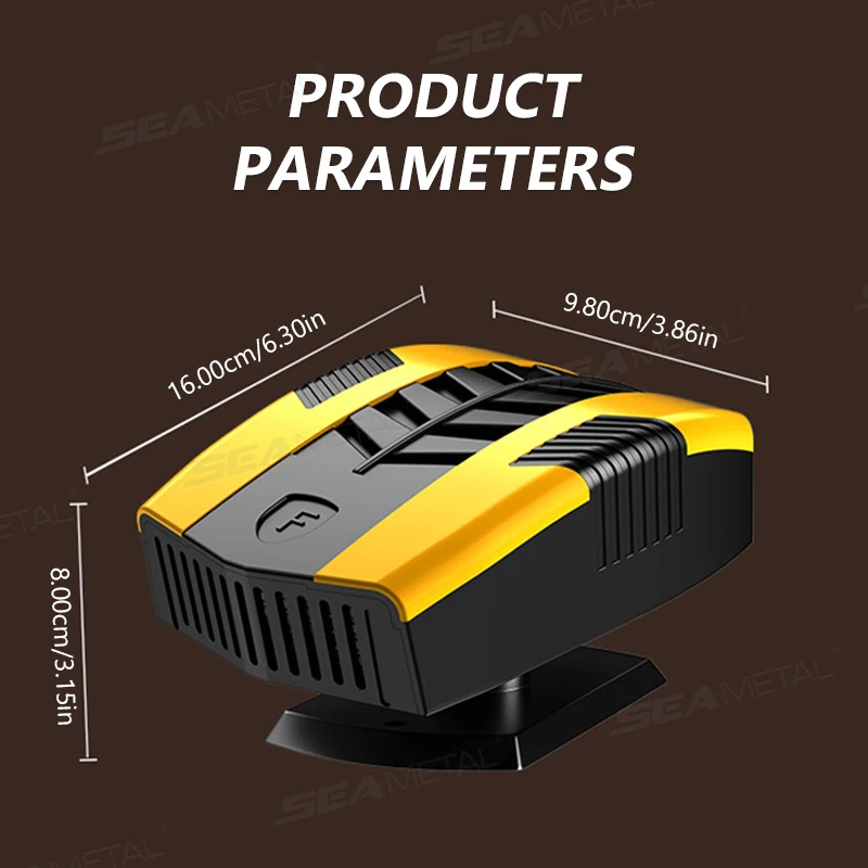 BLALION سخان سيارة 12 فولت مزيل ضباب الزجاج الأمامي ومزيل الصقيع 360 ° مروحة تبريد قابلة للدوران للتدفئة/التبريد، سخان إزالة الضباب التلقائي #6