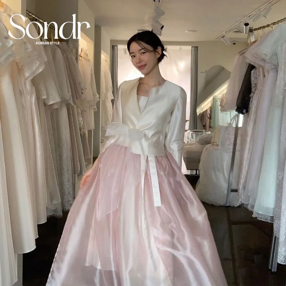 

Sondr индивидуальные ханбок корейские вечерние платья из атласа и шелка из органзы свадебное платье с v-образным вырезом и длинными рукавами платья для выпускного вечера