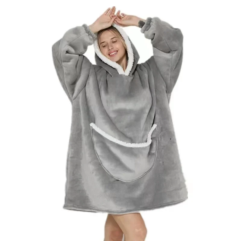 Übergroße Wearale Decke Hoodie Flanell Sherpa Fleece Warm Weich Winter Hoodie Sweatshirt für Kinder Erwachsene Kuscheln – Detail 18