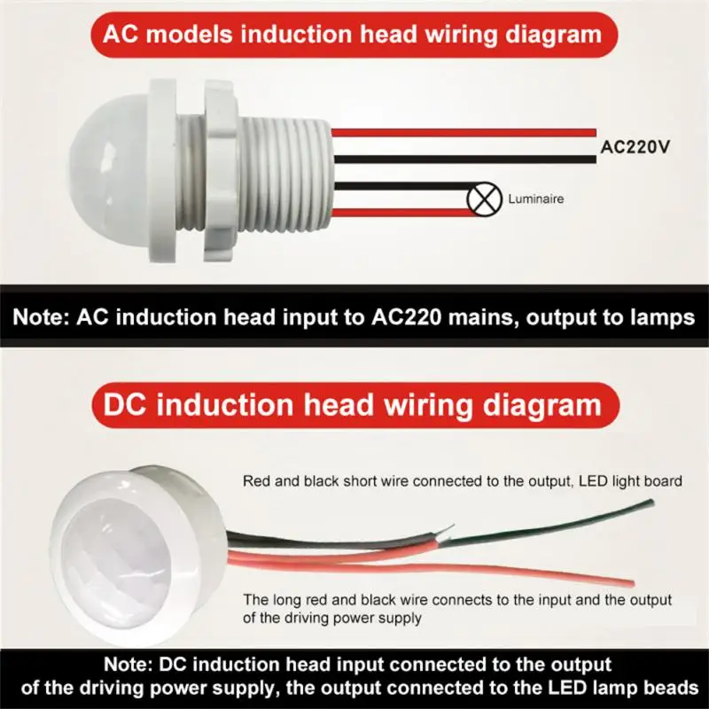 AC110-240V DC12-24V Automatic Sensor Light Switch LED PIR Infrared Motion Sensor Detection Night Light Switches Indoor Outdoor