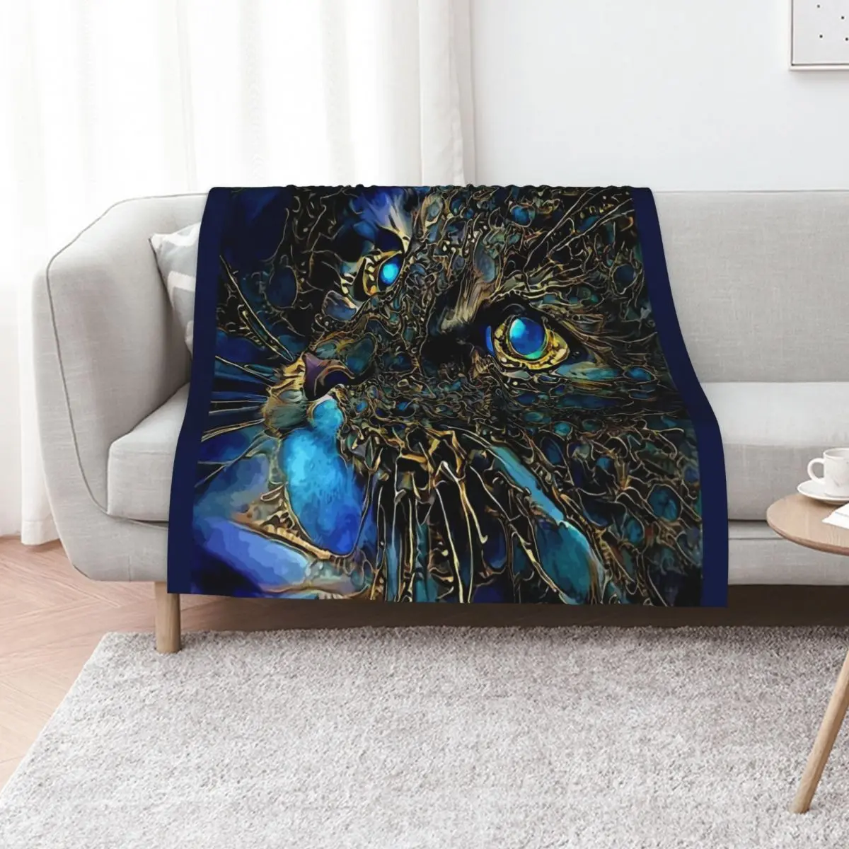 Couverture décorative Cat Jewell -cat, chat, cat, lea roche paintings, couverture d'été fraîche et respirante pour dormir