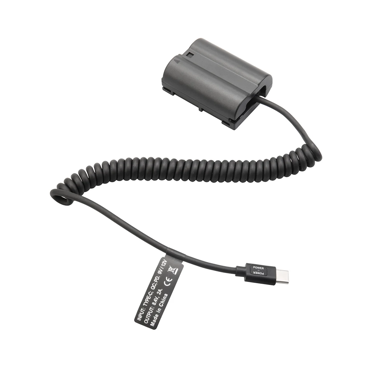 Acoplador ficticio EL15, Cable de resorte tipo C de batería para Nikon D500, D600, D750, D780, D850, Z5, Z6, Z6II, Z7, Z7II, V1, D7000, D7500