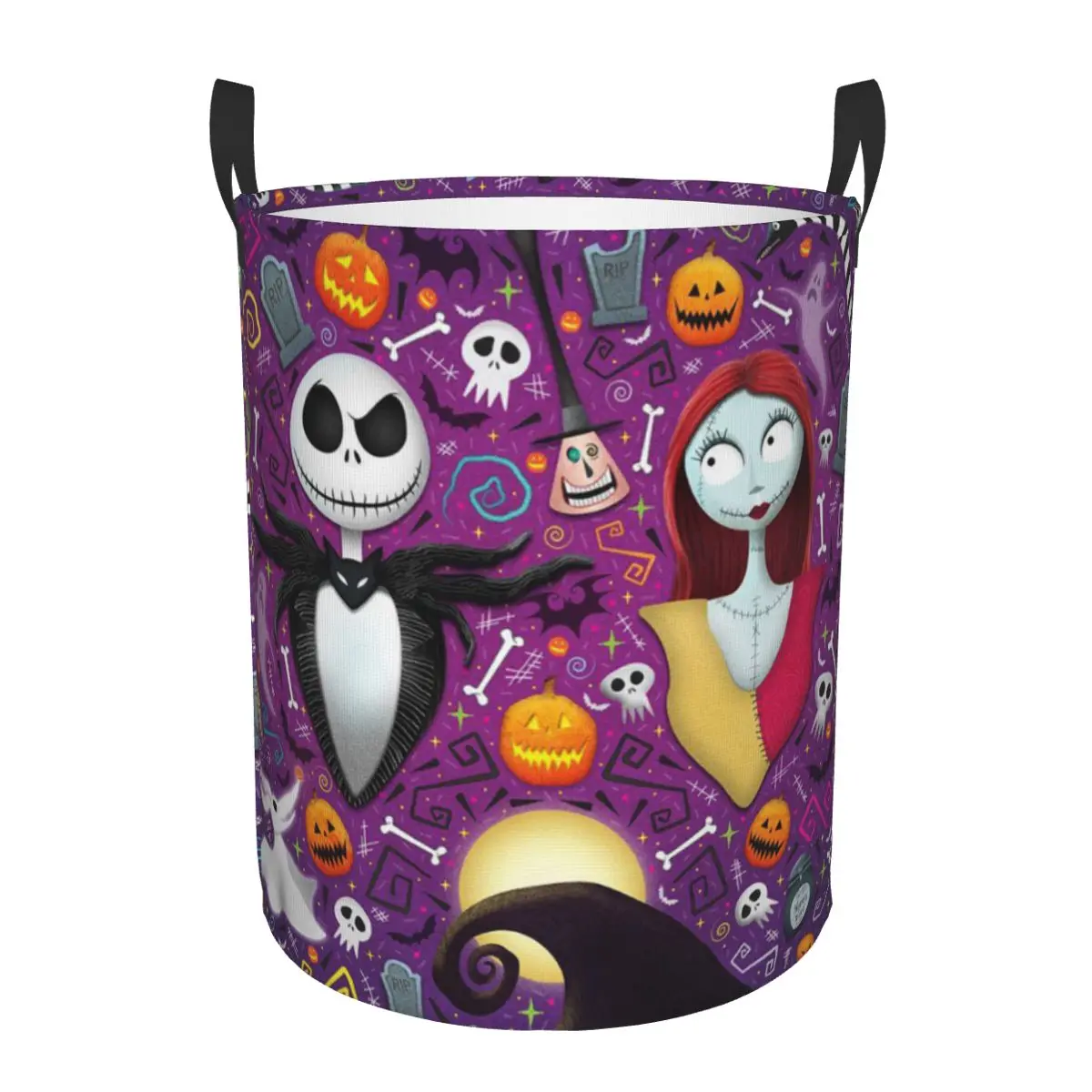 Custom The Nightmare Before Christmas Laundry Basket Collapsible Large Clothes Storage Bin Halloween Tim Burton Baby Hamper