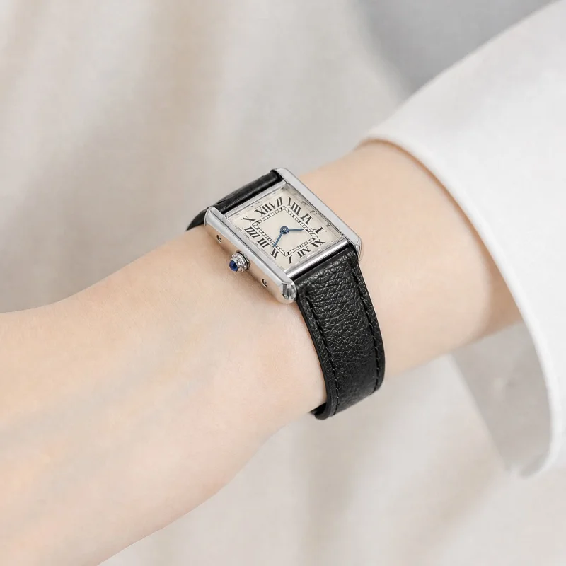 16/17/18/20/23/24mm Quick Release Soft Grain Leather Watch Strap Replacement Band for Cartier Tank Solo London Series Men Women view 5