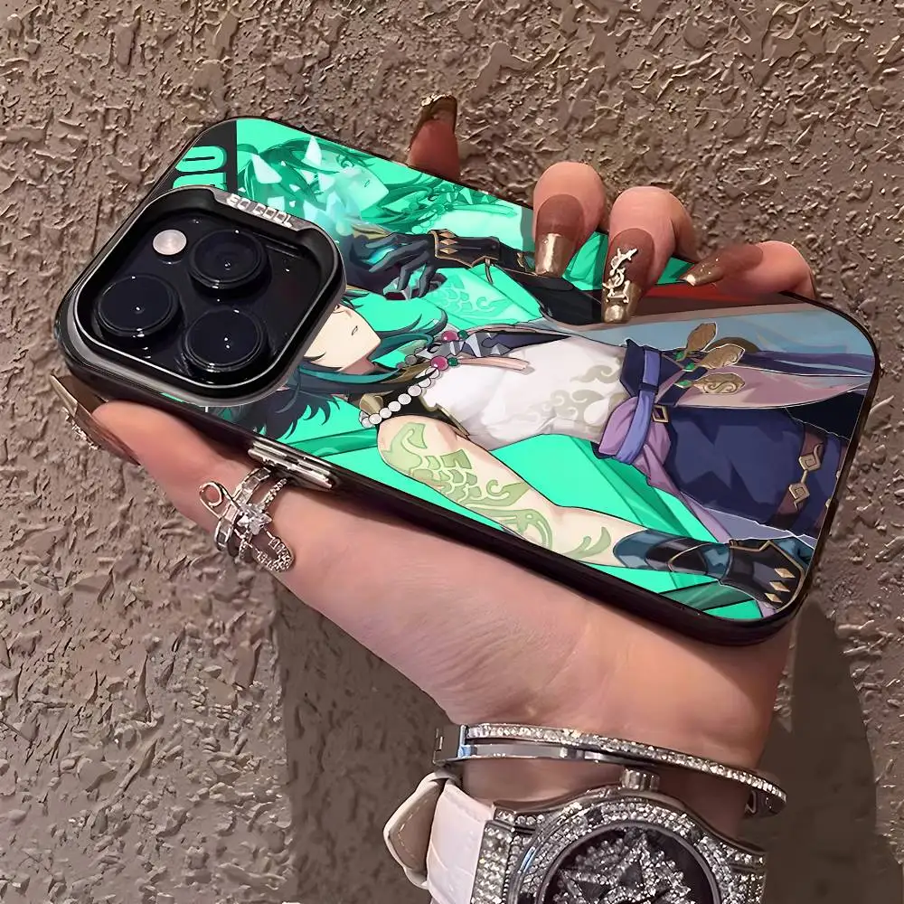 

Xiao Genshin Impact Phone Case For IPhone 17 16 15 14 13 12 11 Plus Pro Max Multicolor Aurora Laser Shockproof Funda Cover