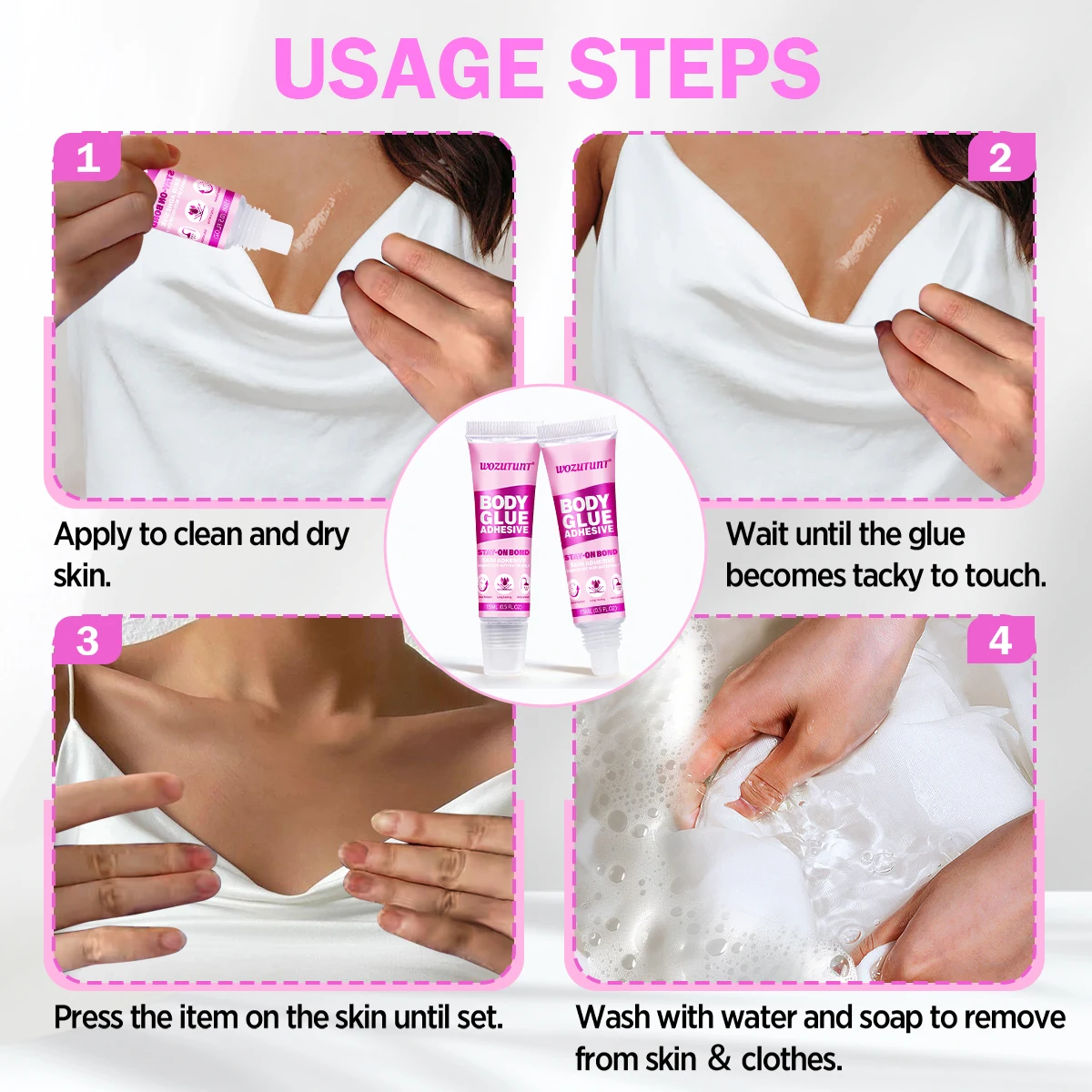 Cinta adhesiva Invisible antideslizante para el cuerpo, cintas adhesivas de doble cara, autoadhesivas transparentes para sujetador, ropa, peluca, vestido, camisa, pegamento transparente