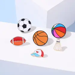 Fashion Sports Enamel Pin Badge Custom Football Volleyball Badminton Brooches Lapel Pin Jeans Shirt Bag For Friends Love Sports