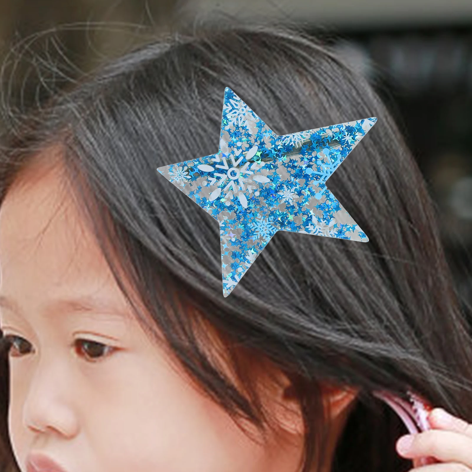 

4pcs Hair Clips Christmas Barrettes Acrylic Metal Girls Accessories Holiday Decor Star Pattern Wedding Party Hairpins