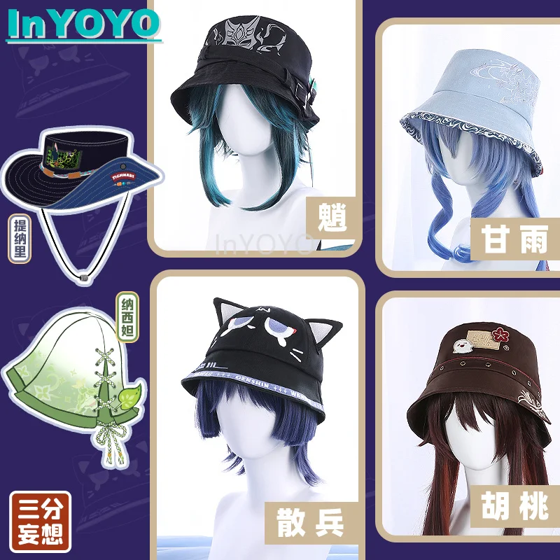 InYOYO Genshin Impact Cosplay Scaramouche/Hu Tao/Ganyu Fisherman Hat Game Anime Surroundings Cute Daily Wear Fashion Item Used