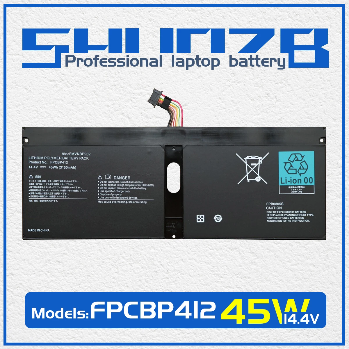 

Аккумулятор SHUOZB FPCBP412 для ноутбука FUJITSU LifeBook U904-0M75A1DE FPB0305S U9040MXPB1DE 14,4 в 45 Вт/ч