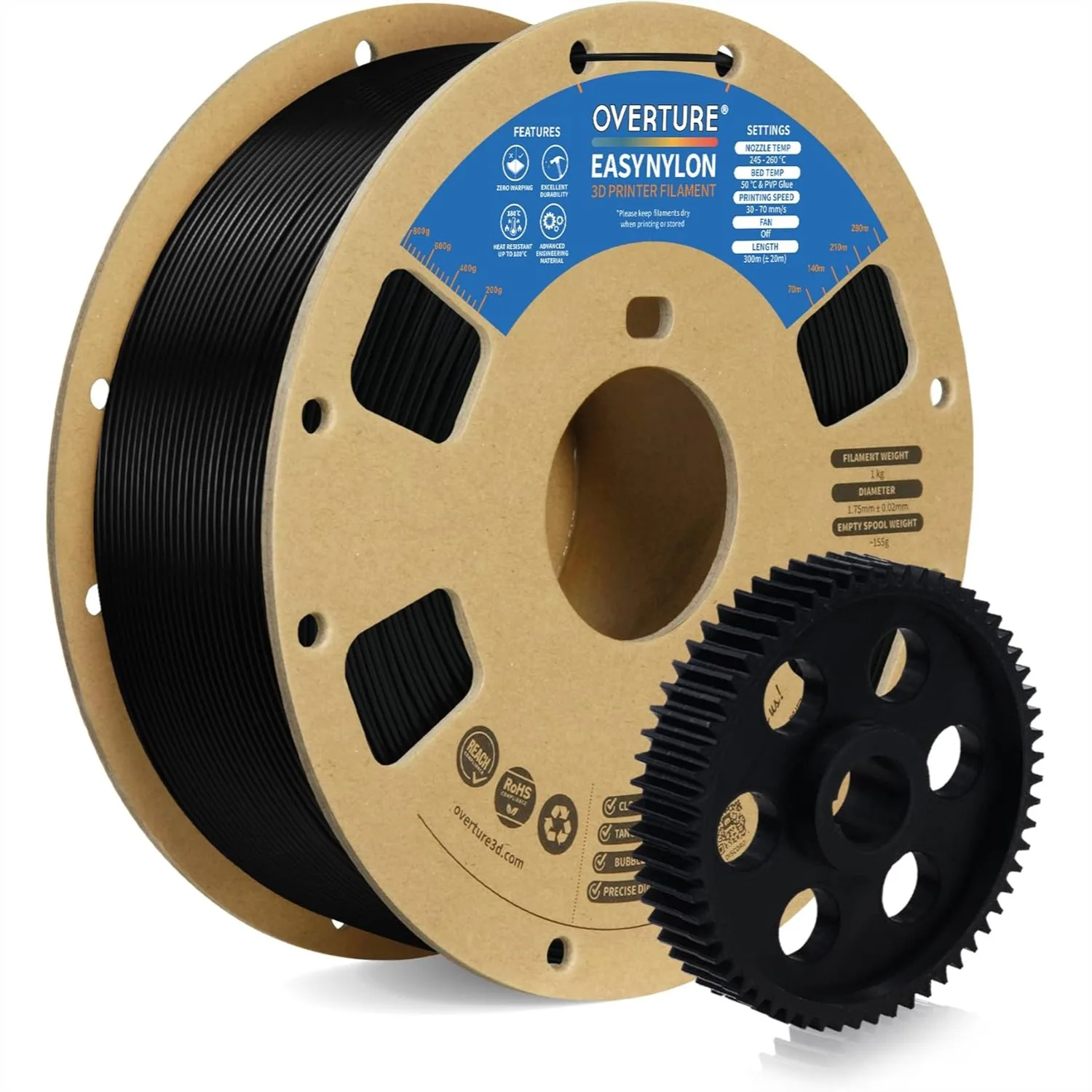

Nylon Filament 1.75mm 3D Printer Filament, Polyamide PA Copolymer Odorless & Zero Warping, High Stability and Durability