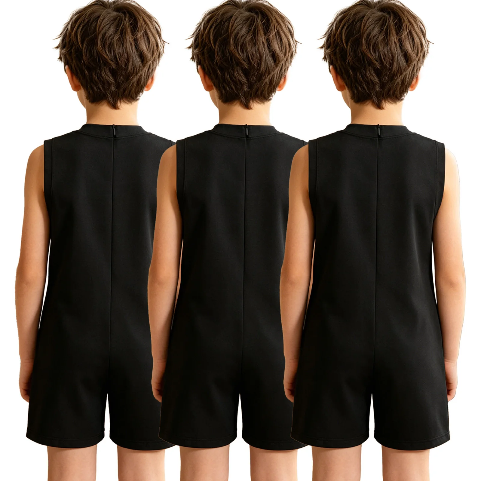Kids Boys Girls Autism Special Needs Adaptive Clothing Back Zipper Anti-strip Jumpsuit Daily Wear Homewear Sleepwear 3Pcs/set