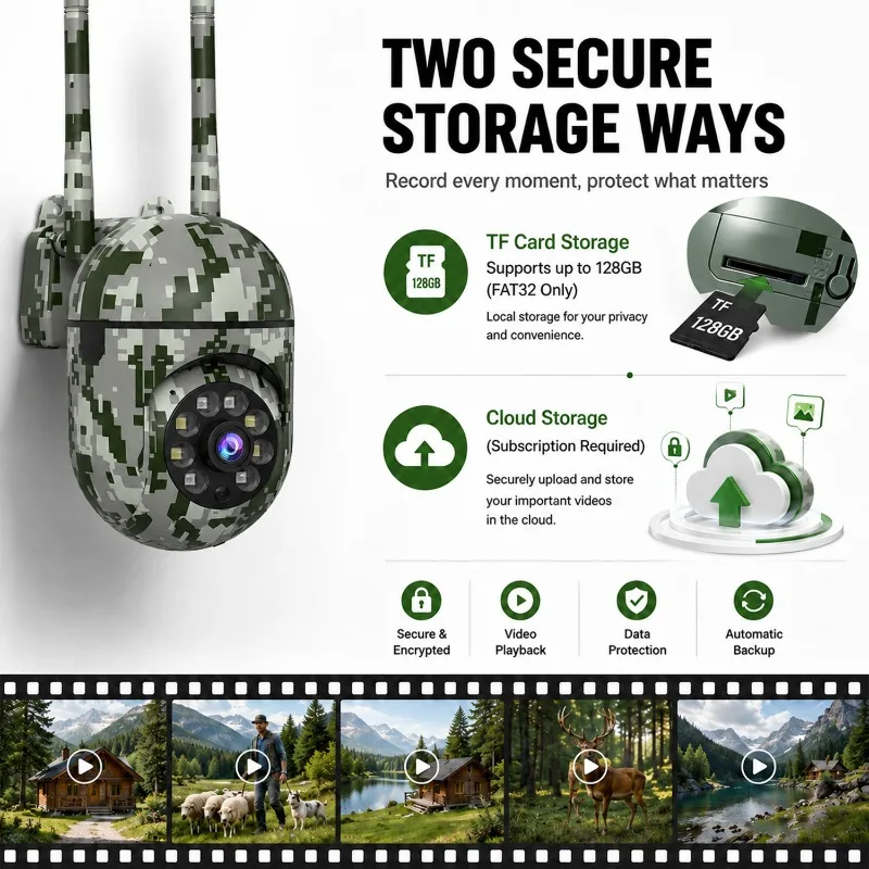 1-Piece Camouflage Security Camera System - Plug and Play High-Definition Color Home Night Vision Camera