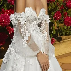 Appliques in pizzo 3D maniche staccabili in Tulle maniche a sbuffo rimovibili da sposa per abiti da sposa