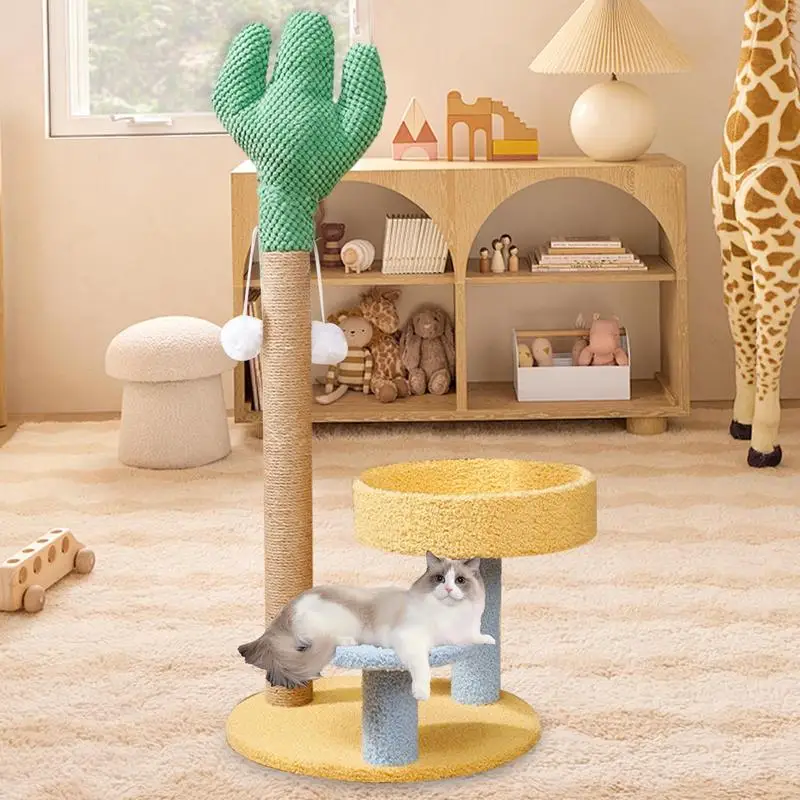 Cat Tree For Indoor Cats Cactus Cat Activity Center Interactive Cat Tree Playhouse Removable Cat Climber Stand With Space