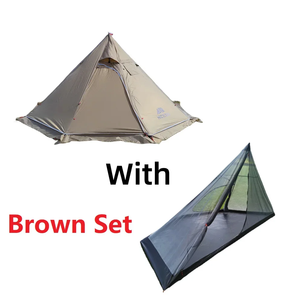 Nieuwe 1-2 Persoons Piramide Tentschuilplaats Ultralicht Buiten Camping Tipi Met Sneeuwrok Met Schoorsteengat Wandelen Backpacking Tenten