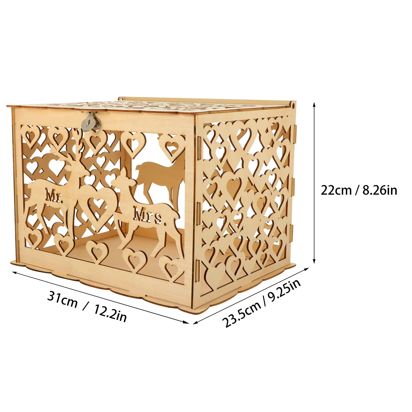 Scatola per biglietti di nozze fai-da-te Porta carte in legno rustico Porta carte Decorazione per festa di nozze Scatola per carte in legno Scatola per carte regalo