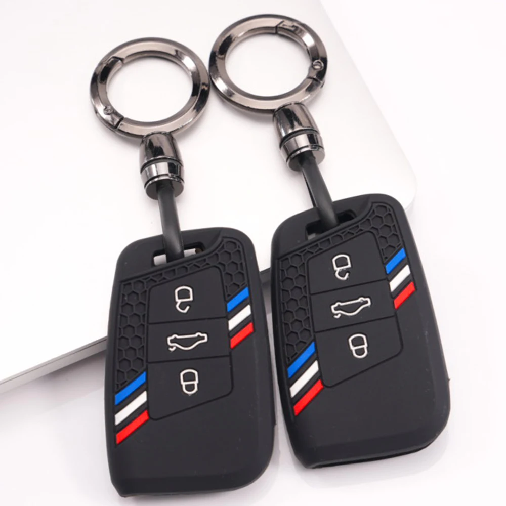 Key Fob Case Keychain For Volkswagen Passat B8 Magotan Tiguan MK2 Arteon Atlas For Skoda Kodiaq Superb A7 Flexible Anti Slip
