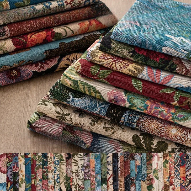 Monet Oil Painting Jacquard Fabric High-quality and Thick Sofa Curtain Clothing DIY Decorative Fabric Durable Multi-color Series