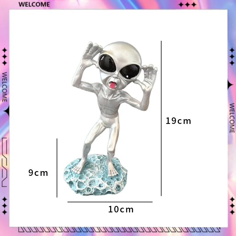 

Funny Alien ET Figure UFO Toy Model Statue Three Wise Aliens Don'T Look Listentell Series Resin Desktop Car Ornament Kids Gifts