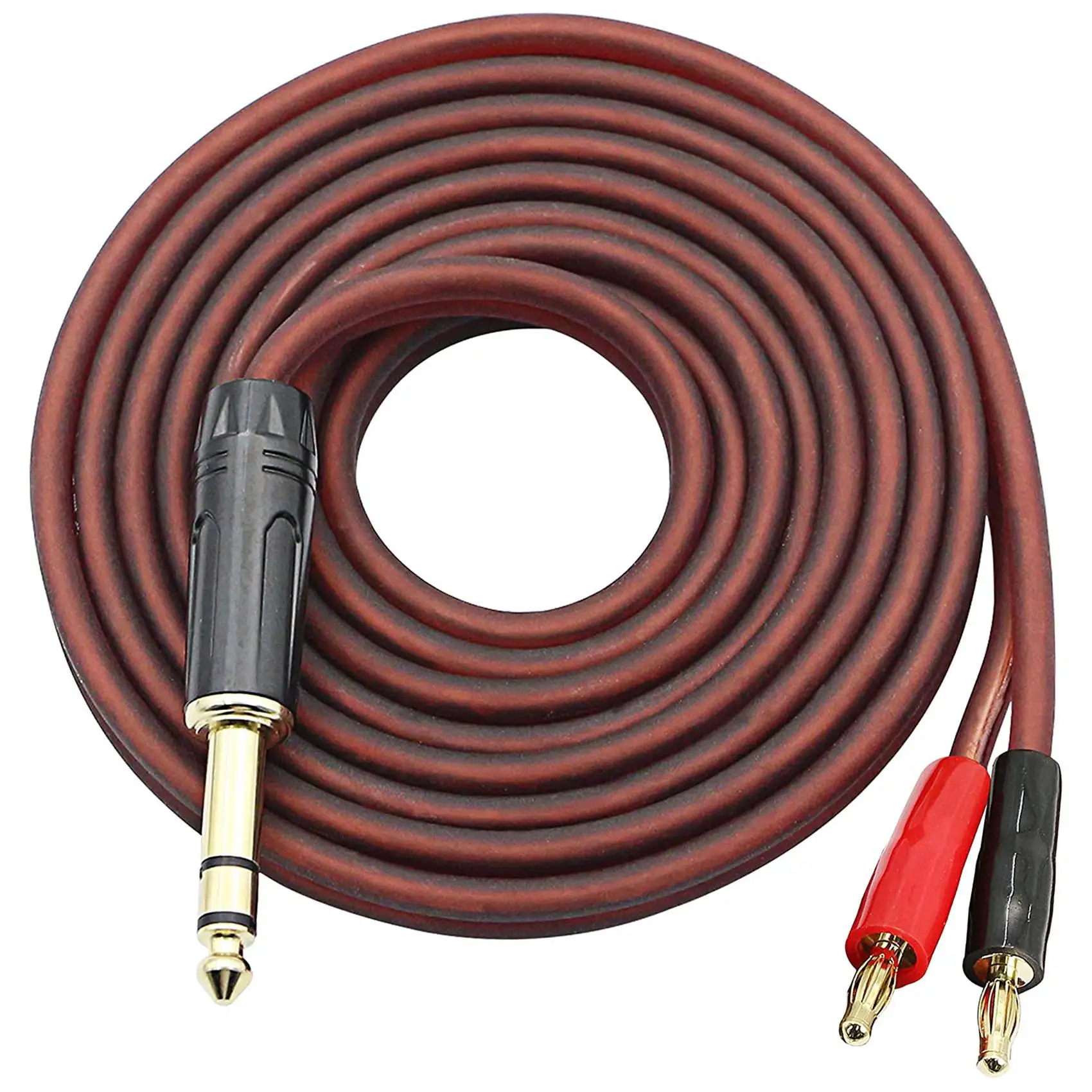 6.35mm 1/4 TRS to Banana Plug Speaker Cable, 6.35mm 3 Pole Speaker Cable with 4mm Banana Plug 2Pcs OFC HiFi Speaker Wire