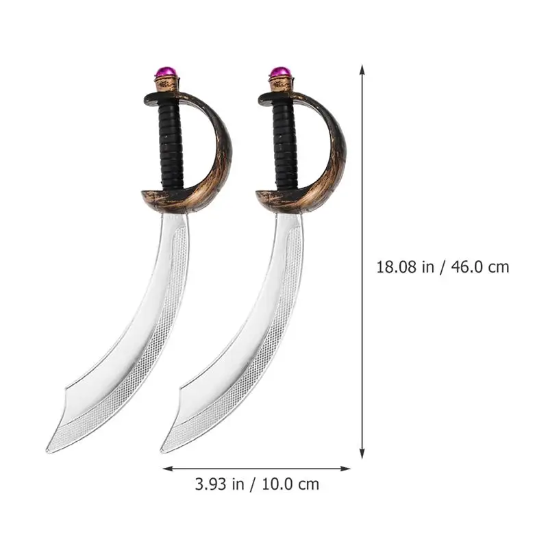 2pcs Pirate Sword Toy Halloween Cosplay Costume Party Props Plastic Pirates Sword Toy Simulation Pirates Sword Kid Cosplay Gift