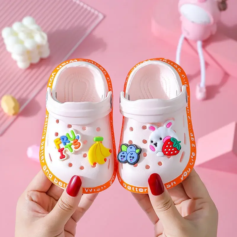 Summer Children Sandals Kids Shoes Slippers Soft Anti-Skid Cartoon DIY Design Hole Baby Shoes Sandy Beach  For Boys Girls Gift