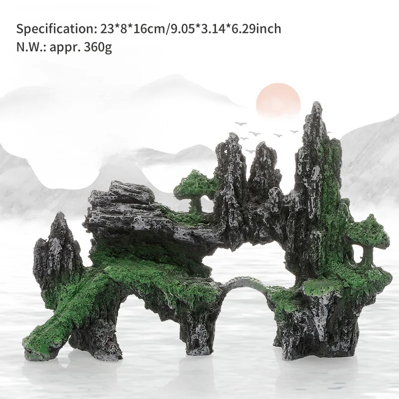 Aquarium Decorative Rocks Fish Tank Simulation Mountain Rockery Arched Bridge Landscaping Decor Creative Home Crafts Ornaments