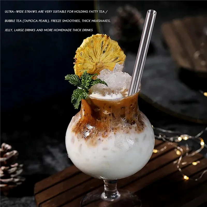 Pajitas para beber reutilizables para piojos, pajitas anchas Boba, pajitas para batidos de té con burbujas y batidos con cepillo de limpieza, bolsa de transporte