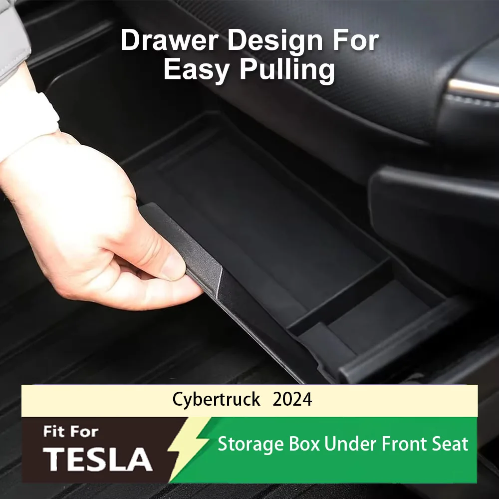 

Fit For Tesla Cybertruck Front Seat Underseat Storage Box 2024 Storage Tray Sorting Storage Box Car Pickup Parts