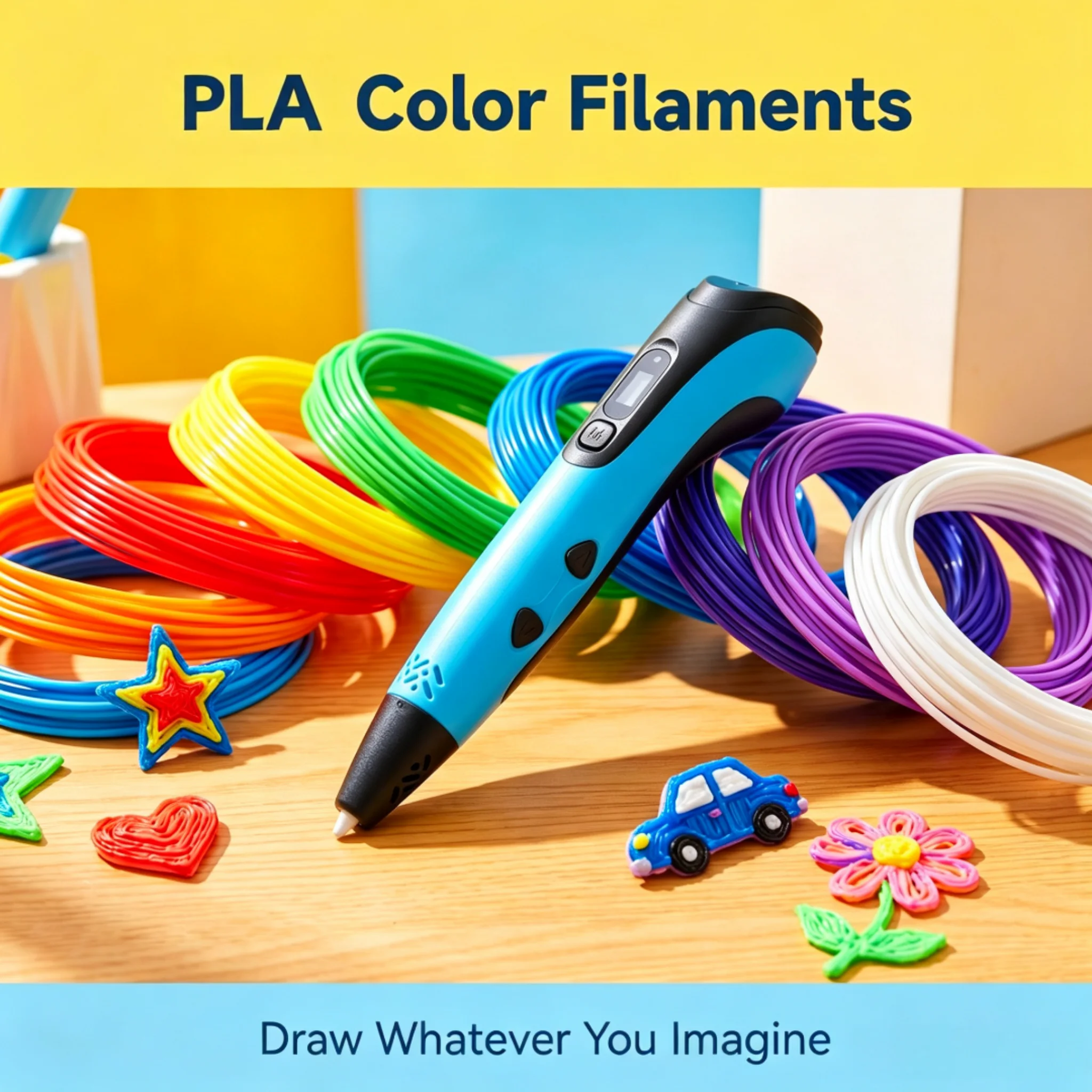 New Digital Display 3D Printing Pen Set Three Colors Optional Creative 3D Drawing Pen Kit Multicolor PLA Material for Handcraft