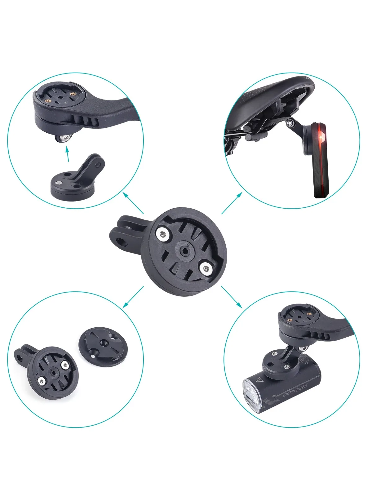 Convient au support de feu arrière Garmin, adaptateur de caméra d'action GoPro, support de suspension de phare Magicshine