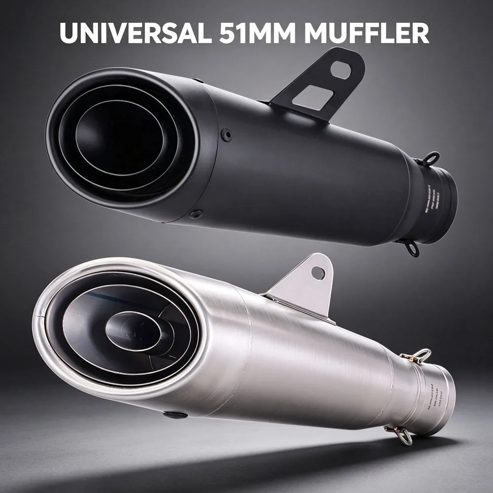 Motorcycle Exhaust Tail Tube Kit Universal 51MM Interface Three Layer Project S1 Muffler For Ninja250 ZX6R R15 CBr650r MT07