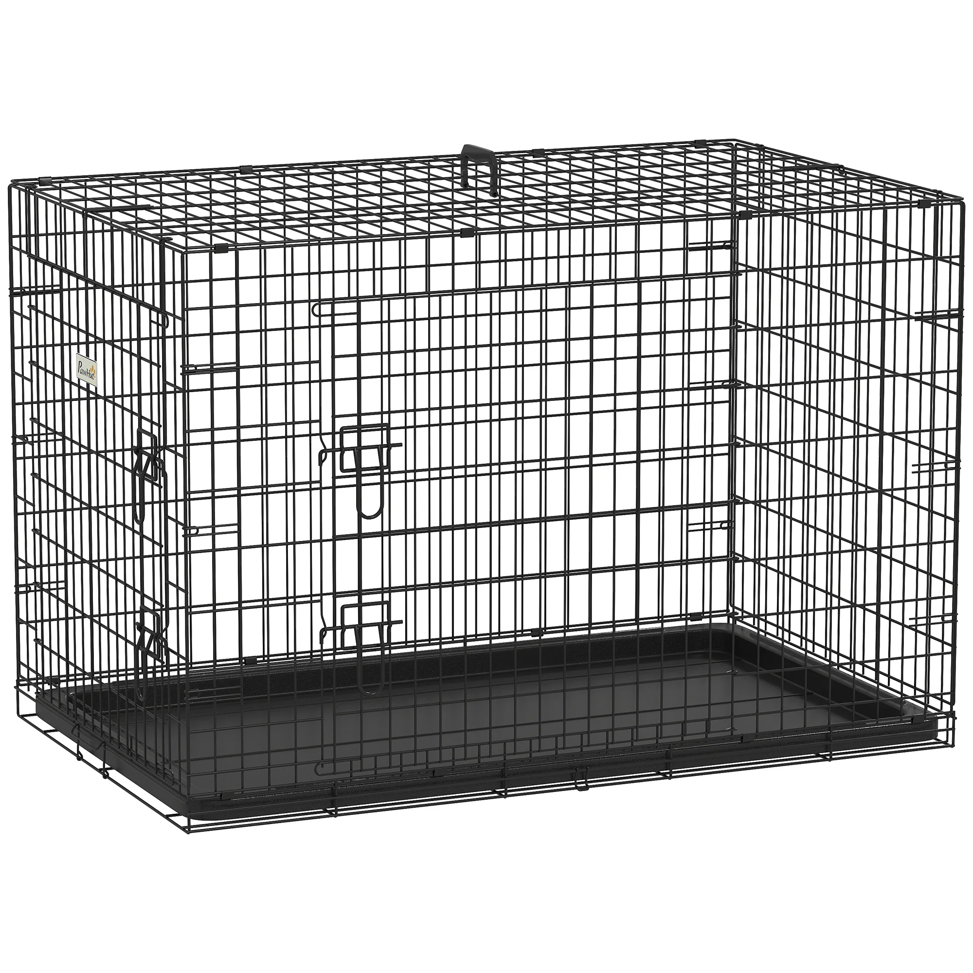 PawHut Transportín Jaula de Transporte de Metal para Perro 106x68x76 cm Negro